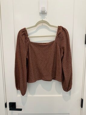 Madewell Rust Brown Textured Off-the-Shoulder Sweater